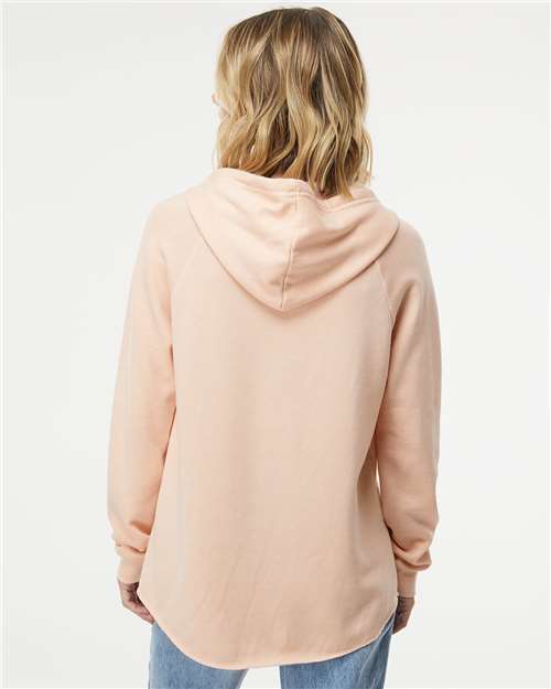 Independent Trading Co. PRM2500 Women’s Lightweight California Wave Wash Hooded Sweatshirt - Blush - model back