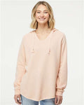 Independent Trading Co. PRM2500 Women’s Lightweight California Wave Wash Hooded Sweatshirt - Blush - model front