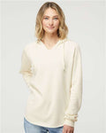 Independent Trading Co. PRM2500 Women’s Lightweight California Wave Wash Hooded Sweatshirt - Bone - model front
