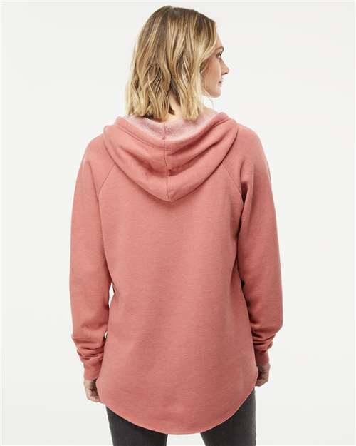 Independent Trading Co. PRM2500 Women’s Lightweight California Wave Wash Hooded Sweatshirt - Dusty Rose - model back