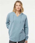 Independent Trading Co. PRM2500 Women’s Lightweight California Wave Wash Hooded Sweatshirt - Misty Blue - model front