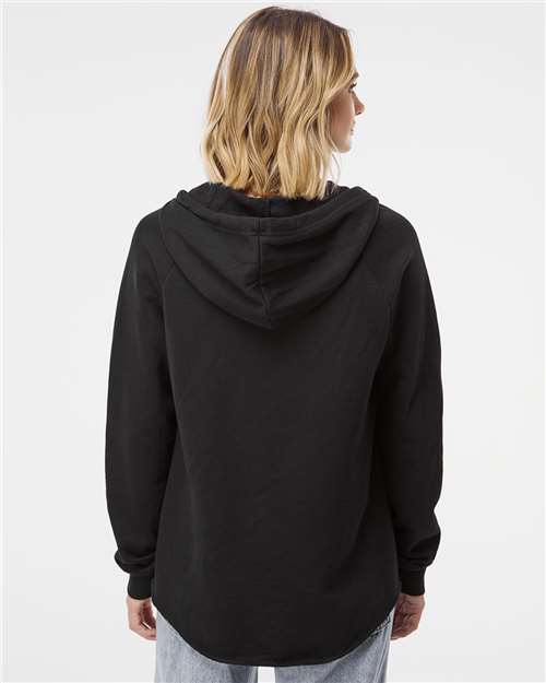 Independent Trading Co. PRM2500 Women’s Lightweight California Wave Wash Hooded Sweatshirt - Black - model back