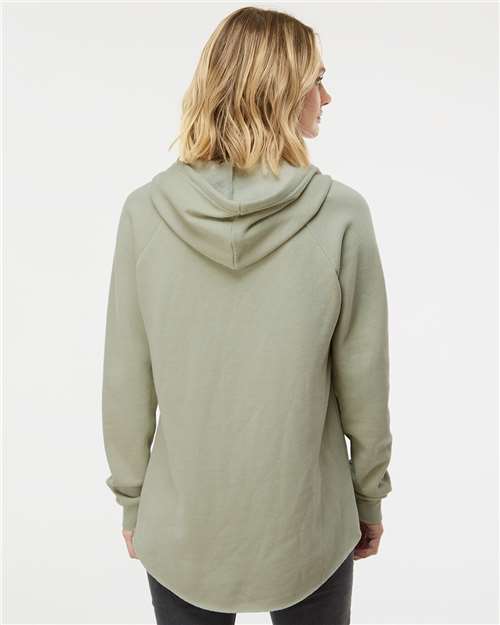 Independent Trading Co. PRM2500 Women’s Lightweight California Wave Wash Hooded Sweatshirt - Sage - model back