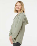 Independent Trading Co. PRM2500 Women’s Lightweight California Wave Wash Hooded Sweatshirt - Sage - model side