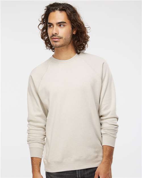 Independent Trading Co. PRM30SBC Unisex Special Blend Raglan Crewneck Sweatshirt - Stone Heather - model front