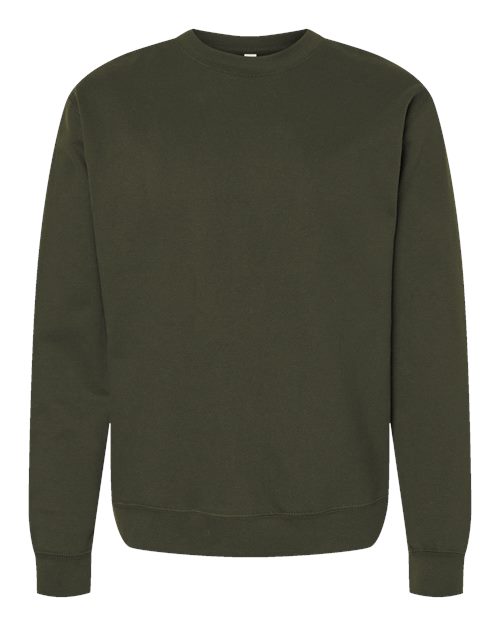 Independent Trading Co. SS3000 Midweight Crewneck Sweatshirt - Army - flat front
