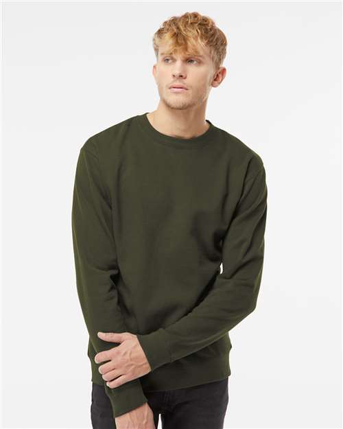 Independent Trading Co. SS3000 Midweight Crewneck Sweatshirt - Army - model front