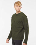 Independent Trading Co. SS3000 Midweight Crewneck Sweatshirt - Army - model side