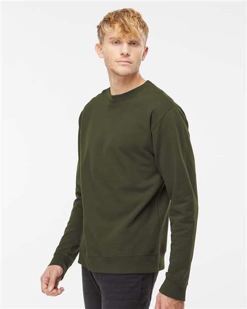 Independent Trading Co. SS3000 Midweight Crewneck Sweatshirt - Army - model side