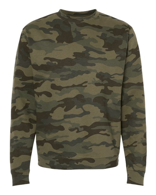 Independent Trading Co. SS3000 Midweight Crewneck Sweatshirt - Forest Camo - flat front