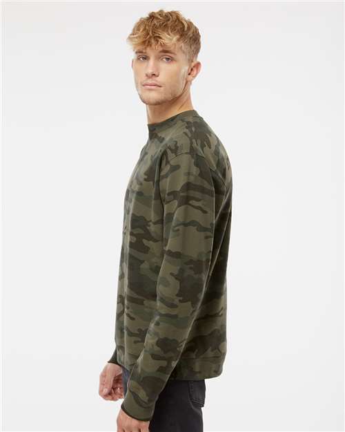 Independent Trading Co. SS3000 Midweight Crewneck Sweatshirt - Forest Camo - model side