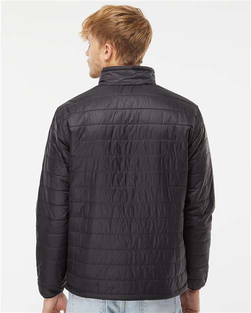Independent Trading Co. EXP100PFZ Men's Puffer Jacket - Black - model back