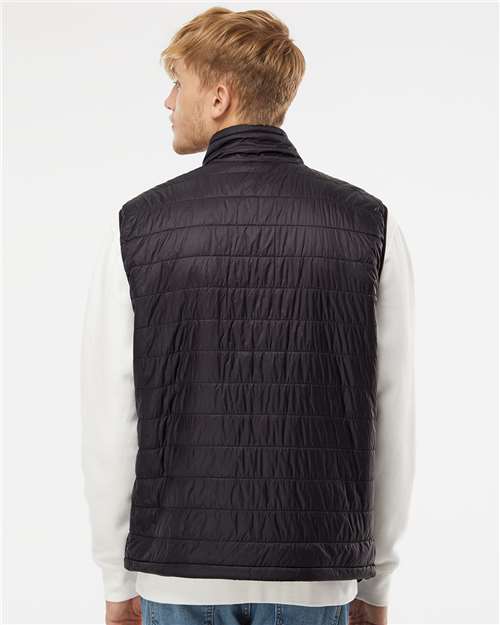Independent Trading Co. EXP120PFV Men's Puffer Vest - Black - model back