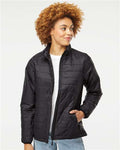 Independent Trading Co. EXP200PFZ Women's Puffer Jacket - Black - model front