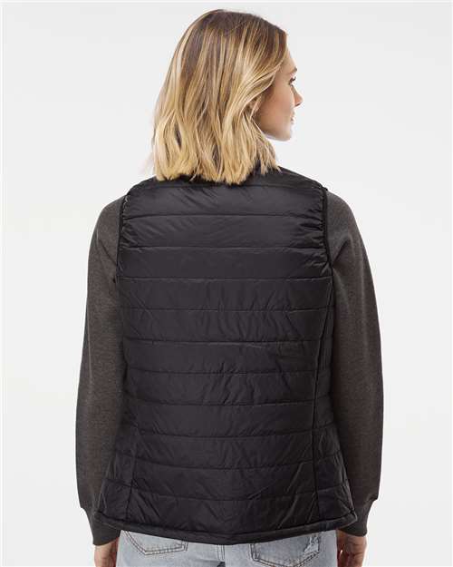 Independent Trading Co. EXP220PFV Women's Puffer Vest - Black - model back