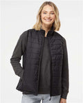 Independent Trading Co. EXP220PFV Women's Puffer Vest - Black - model front