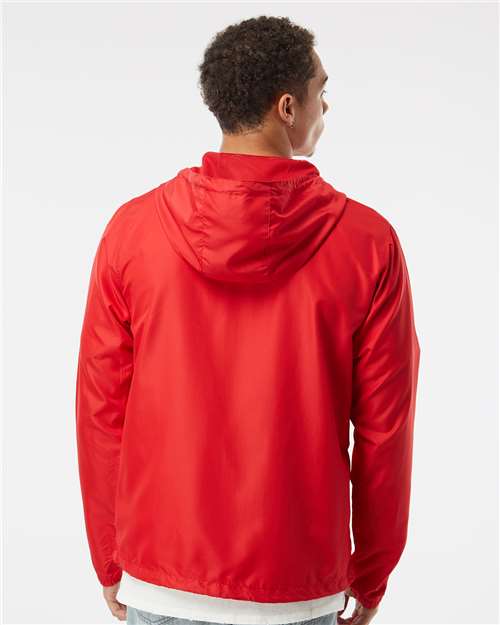 Independent Trading Co. EXP54LWZ Men's Lightweight Windbreaker Full-Zip Jacket - Red - model back