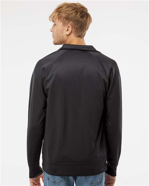 Independent Trading Co. EXP70PTZ Men's Lightweight Poly-Tech Full-Zip Track Jacket - Black/ Black - model back