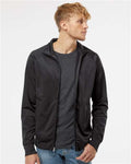 Independent Trading Co. EXP70PTZ Men's Lightweight Poly-Tech Full-Zip Track Jacket - Black/ Black - model front