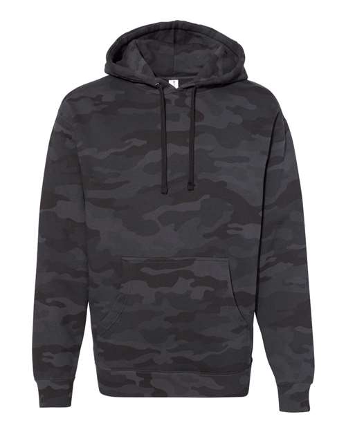 Independent Trading Co. IND4000 Heavyweight Hooded Sweatshirt - Black Camo - flat front