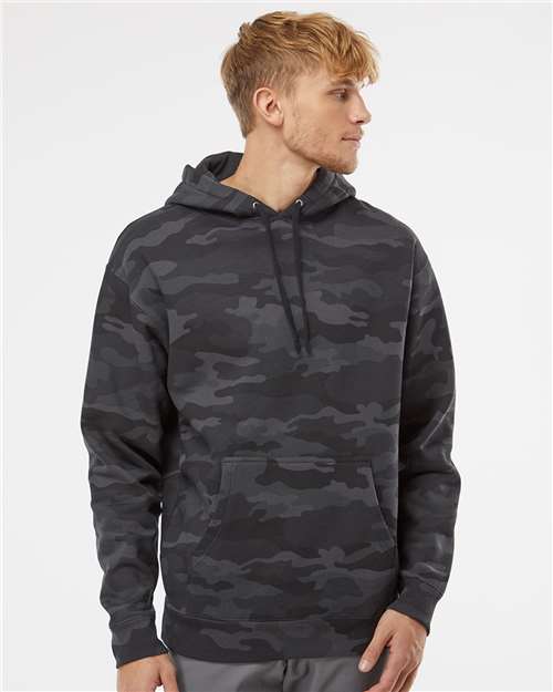 Independent Trading Co. IND4000 Heavyweight Hooded Sweatshirt - Black Camo - model front