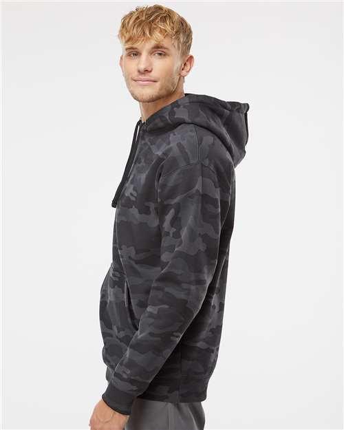 Independent Trading Co. IND4000 Heavyweight Hooded Sweatshirt - Black Camo - model side