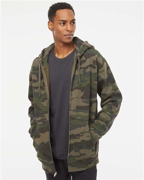 Independent Trading Co. IND4000Z Unisex Heavyweight Full-Zip Hooded Sweatshirt - Forest Camo - model front