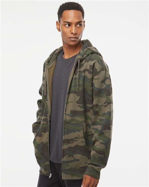 Independent Trading Co. IND4000Z Unisex Heavyweight Full-Zip Hooded Sweatshirt - Forest Camo - model side