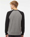 Independent Trading Co. PRM30SBC Unisex Special Blend Raglan Crewneck Sweatshirt - Nickel Heather/ Black - model back