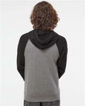 Independent Trading Co. PRM33SBP Unisex Special Blend Raglan Hooded Sweatshirt - Nickel Heather/ Black - model back