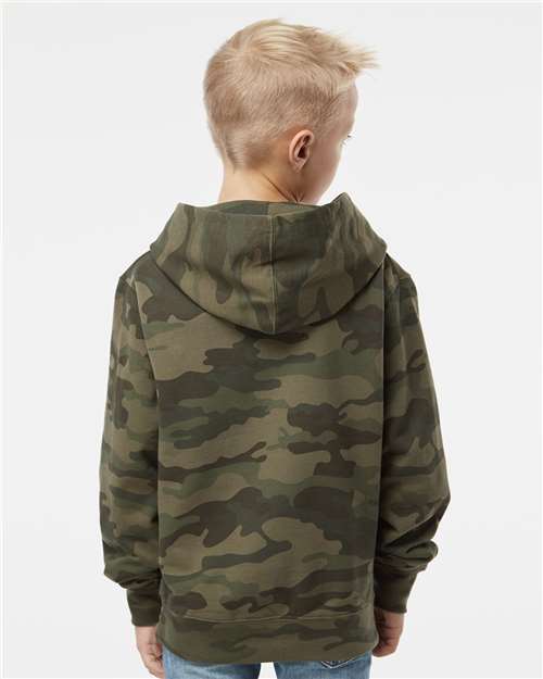 Independent Trading Co. SS4001Y Youth Midweight Hooded Sweatshirt - Forest Camo - model back