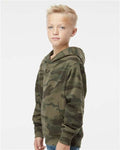 Independent Trading Co. SS4001Y Youth Midweight Hooded Sweatshirt - Forest Camo - model side
