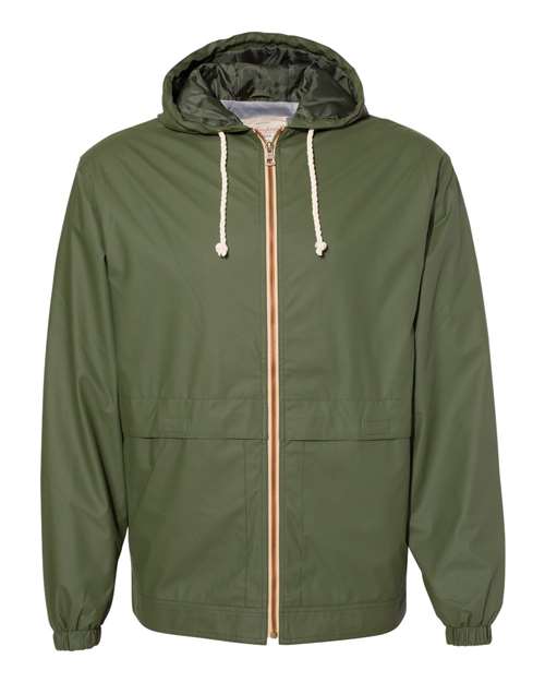 Weatherproof 193910 Unisex Vintage Hooded Rain Jacket - Bronze Green - front