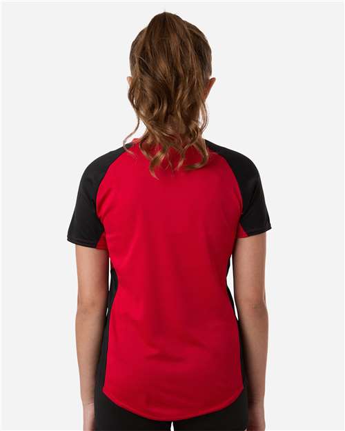 Augusta Sportswear 1523 Girls' Cutter Jersey - Red/ Black - model back