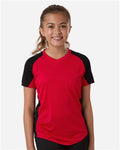 Augusta Sportswear 1523 Girls' Cutter Jersey - Red/ Black - model front
