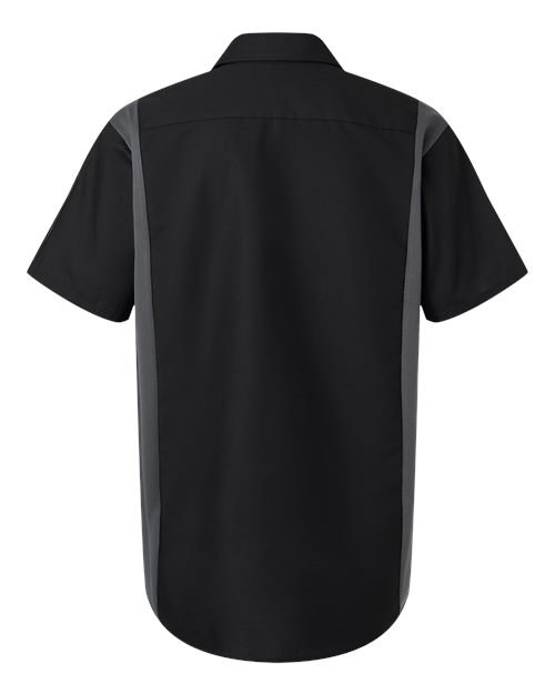 Red Kap SY42 Men's Performance Plus Short Sleeve Shirt With Oilblok Technology - Black/ Charcoal - back