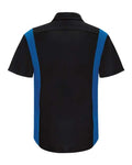 Red Kap SY42 Men's Performance Plus Short Sleeve Shirt With Oilblok Technology - Black/ Royal Blue - back