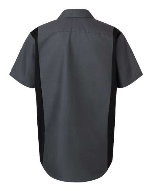 Red Kap SY42 Men's Performance Plus Short Sleeve Shirt With Oilblok Technology - Charcoal/ Black - back