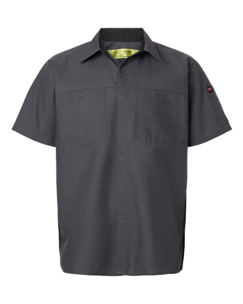 Red Kap SY42 Men's Performance Plus Short Sleeve Shirt With Oilblok Technology - Charcoal/ Black - front