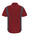 Red Kap SY42 Men's Performance Plus Short Sleeve Shirt With Oilblok Technology - Fireball Red/ Charcoal - back