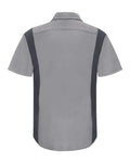 Red Kap SY42 Men's Performance Plus Short Sleeve Shirt With Oilblok Technology - Light Grey/ Charcoal - back