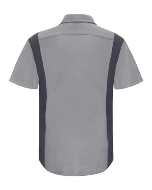 Red Kap SY42 Men's Performance Plus Short Sleeve Shirt With Oilblok Technology - Light Grey/ Charcoal - back