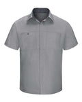 Red Kap SY42 Men's Performance Plus Short Sleeve Shirt With Oilblok Technology - Light Grey/ Charcoal - front