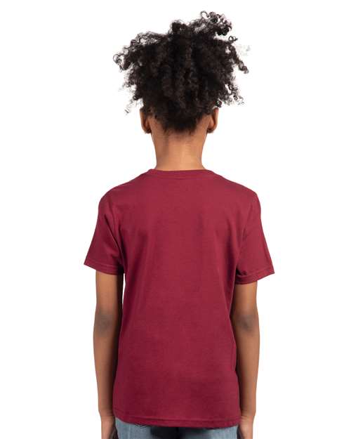 Next Level 3310 Youth Cotton T-Shirt - Cardinal - model back