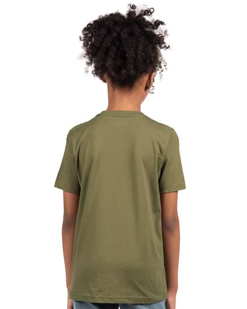 Next Level 3310 Youth Cotton T-Shirt - Military Green - model back
