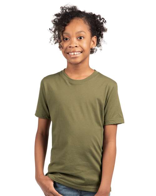 Next Level 3310 Youth Cotton T-Shirt - Military Green - model front