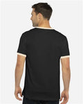 Next Level 3604 Unisex Cotton Ringer T-Shirt - Black/ Natural - model back