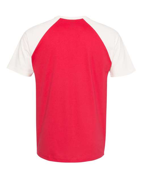Next Level 3650 Unisex Cotton Raglan T-Shirt - Natural/ Red - back
