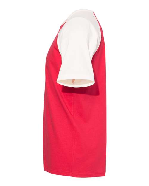 Next Level 3650 Unisex Cotton Raglan T-Shirt - Natural/ Red - side