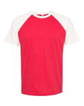 Next Level 3650 Unisex Cotton Raglan T-Shirt - Natural/ Red - front